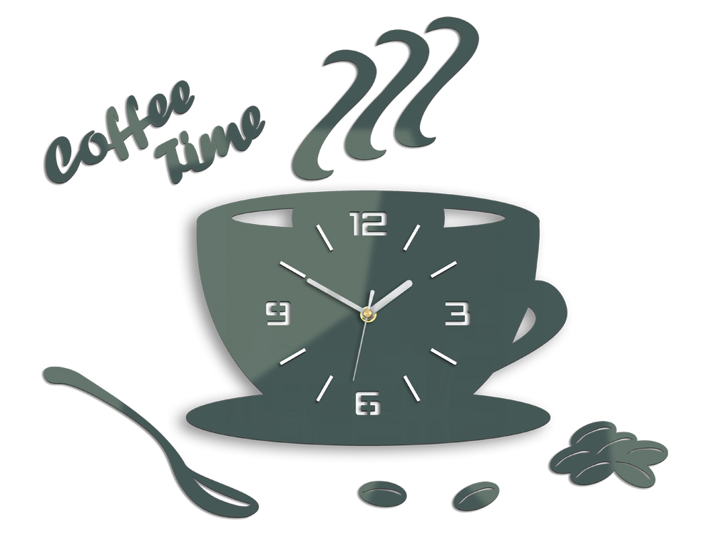 Moderné nástenné hodiny COFFE TIME 3D GRAY HMCNH045-gray