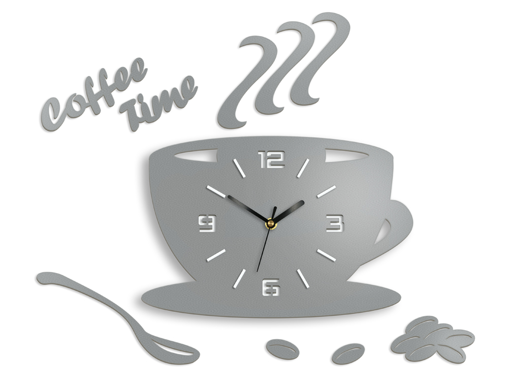 Moderné nástenné hodiny COFFE TIME 3D STONE GRAY  HMCNH045-stonegray
